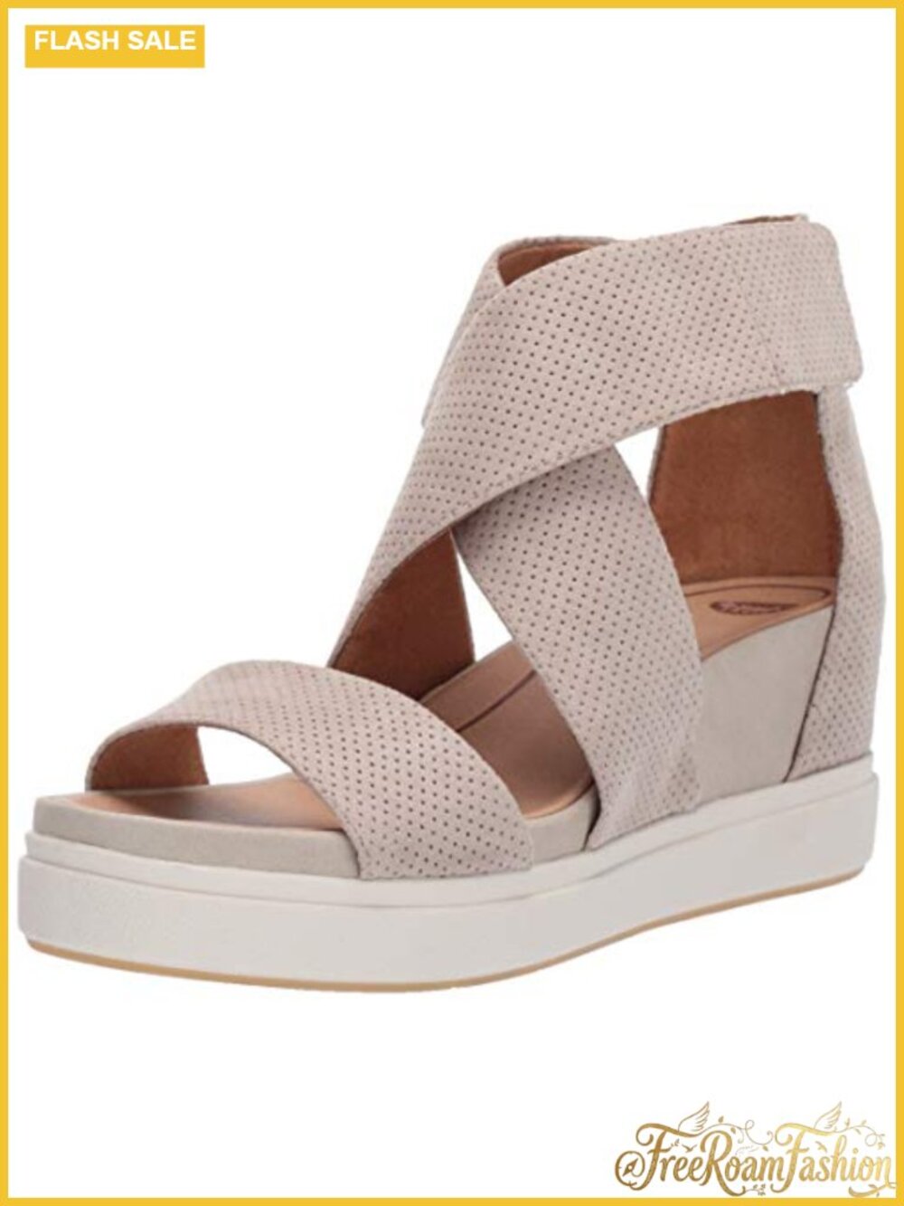 Faux Leather Platform Wedge Sandal Ankle Strap Comfort Casual